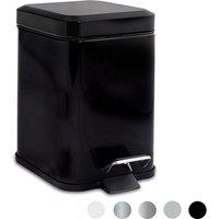 Harbour Housewares Square Bathroom Pedal Bin - 3L Stainless Steel Slim Rubbish Dustbin in Black