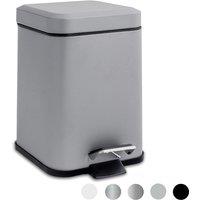 Harbour Housewares Square Bathroom Pedal Bin - 3L Stainless Steel Slim Rubbish Dustbin in Grey
