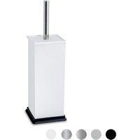 Harbour Housewares Square Toilet Brush & Holder - Cleaning Brush Set with Non Slip Base in White