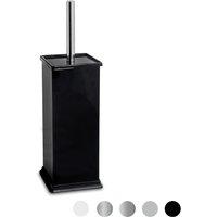 Harbour Housewares Square Toilet Brush & Holder - Cleaning Brush Set with Non Slip Base in Black