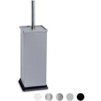 Harbour Housewares Square Toilet Brush & Holder - Cleaning Brush Set with Non Slip Base in Grey