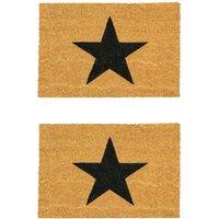 Nicola Spring Coir Door Mats - 60 x 40cm - Black Star - Set of 2 | Size: 40 cm x 60 cm