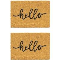 Nicola Spring Coir Door Mats - 60 x 40cm - Hello - Set of 2 | Size: 40 cm x 60 cm