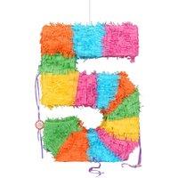 Fax Potato Pinatas Number 5 Cardboard Pinata - W35cm x D7.5cm x H50cm - Multi