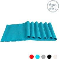 Nicola Spring Ribbed Cotton Placemats - 48 x 33cm - Pack of 6 in Light Blue | Size: 48 x 33 cm