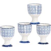 Nicola Spring Hand-Printed Egg Cups 5.5cm Pack of 4 in Navy