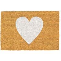 Nicola Spring Coir Door Mat - 60 x 40cm - White Heart | Size: 40 cm x 60 cm