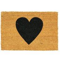 Nicola Spring Coir Door Mat - 60 x 40cm - Black Heart | Size: 40 cm x 60 cm