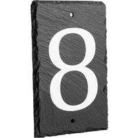Nicola Spring Slate House Sign - 9 x 14.5cm - Number 8 in Grey | Size: 9 x 14.5 cm