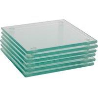 Harbour Housewares 6x Square Glass Coasters - 10cm - Tabletop Protection Drink Coaster in Clear