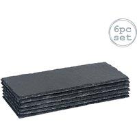 Argon Tableware Rectangle Slate Dinner Plates 29 x 12cm Pack of 6 in Grey | Size: 29 x 12 cm