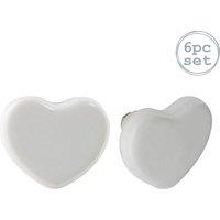 Nicola Spring Ceramic Cabinet Knobs Heart - Pack of 6 in White | Size: 1000mm x 500mm