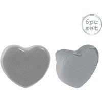 Nicola Spring Ceramic Cabinet Knobs Heart - Pack of 6 in Grey | Size: 1000mm x 500mm