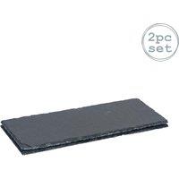 Argon Tableware Rectangle Slate Dinner Plates 29 x 12cm Pack of 2 in Grey | Size: 29 x 12 cm
