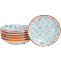 Nicola Spring Hand-Printed Sauce Dishes - 10cm - Pack of 6 in Blue