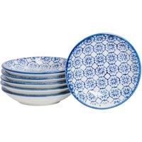 Nicola Spring Hand-Printed Sauce Dishes - 10cm - Pack of 6 in Navy