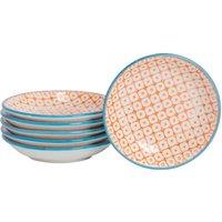 Nicola Spring Hand-Printed Sauce Dishes - 10cm - Pack of 6 in Orange