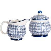 Nicola Spring Hand-Printed Milk & Sugar Set - 300ml in Navy