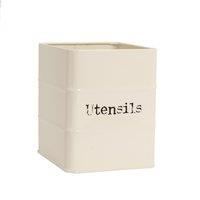 Harbour Housewares Kitchen Utensil Holder - Vintage Metal Kitchen Storage Caddy Container in Cream