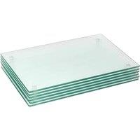 Harbour Housewares 6x Glass Placemats - 30 x 20cm - Dining Table Place Mats Protectors in Clear | Size: 30 x 20 cm