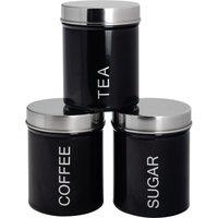 Harbour Housewares Kitchen Tea Coffee Sugar Canisters - Round Metal Kitchen Storage Food Canister in Black