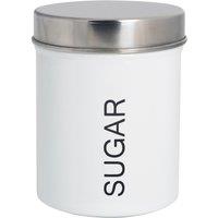 Harbour Housewares Kitchen Sugar Canister - Round Metal Kitchen Storage Food Canister Tin in White