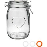 Nicola Spring Heart Glass Storage Jar - 1 Litre - Clear Seal