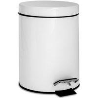 Harbour Housewares 3L Round Bathroom Pedal Bin - Stainless Steel Slim Rubbish Dustbin in White