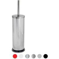 Harbour Housewares Round Toilet Brush & Holder - Cleaning Brush Set with Non Slip Base in Silver