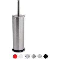 Harbour Housewares Round Toilet Brush & Holder - Cleaning Brush Set with Non Slip Base in Metallic Silver