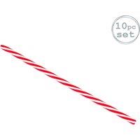 Rink Drink Reusable Plastic Drinking Straws - 23cm - Red Stripe - Pack of 10