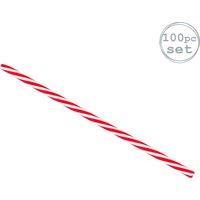 Rink Drink Reusable Plastic Drinking Straws - 23cm - Red Stripe - Pack of 100