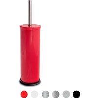 Harbour Housewares Round Toilet Brush & Holder - Cleaning Brush Set with Non Slip Base in Red