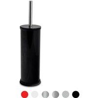 Harbour Housewares Round Toilet Brush & Holder - Cleaning Brush Set with Non Slip Base in Jet Black