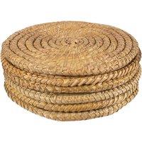 Argon Tableware 30cm Round Placemats - Set of 6 - Woven Palm Leaf in Brown