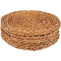 Argon Tableware 30cm Round Placemats - Set of 6 - Woven Seagrass in Brown