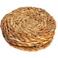 Argon Tableware Round Coasters - 10cm - Set of 6 - Woven Typha in Brown