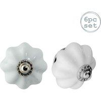 Nicola Spring Floral Ceramic Cabinet Knobs - Pack of 6 in White | Size: 1000mm x 500mm