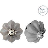 Nicola Spring Floral Ceramic Cabinet Knobs - Pack of 6 in Grey | Size: 1000mm x 500mm