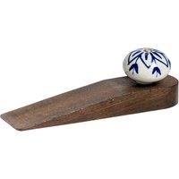 Nicola Spring Traditional Vintage Wooden Door Wedge Stop in Navy