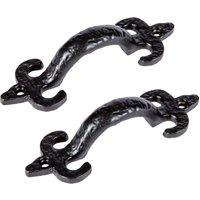 Hammer and Tongs Antique Fleur De Lis Door Handle - H105mm - Black - Pack of 2 | Size: 10000mm x 520mm