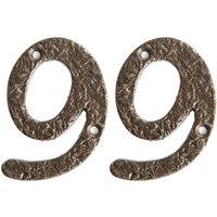 Hammer and Tongs Rustic Iron Numeral - Number 9 - H75mm - Pack of 2 in Grey