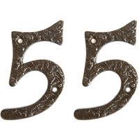 Hammer and Tongs Rustic Iron Numeral - Number 5 - H85mm - Pack of 2 in Grey