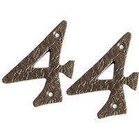 Hammer and Tongs Rustic Iron Numeral - Number 4 - H70mm - Pack of 2 in Grey