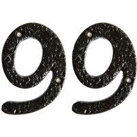 Hammer and Tongs Rustic Iron Numeral - Number 9 - H75mm - Pack of 2 in Black