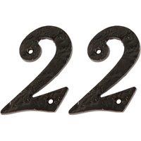 Hammer and Tongs Rustic Iron Numeral - Number 2 - H85mm - Pack of 2 in Black