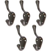 Hammer and Tongs Narrow Hat & Coat Hook - W25mm x H80mm - Pack of 5 in Black | Size: 1000mm x 1000mm