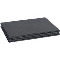 Argon Tableware Rectangle Slate Placemats 30 x 20cm Pack of 4 in Grey | Size: 30 x 20 cm