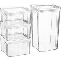 Argon Tableware 4pc Food Storage Containers Set - 2 Sizes - Reusable Airtight Clip-Top Container in White