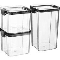 Argon Tableware 3pc Food Storage Containers Set - 2 Sizes - Reusable Airtight Clip-Top Container in Black